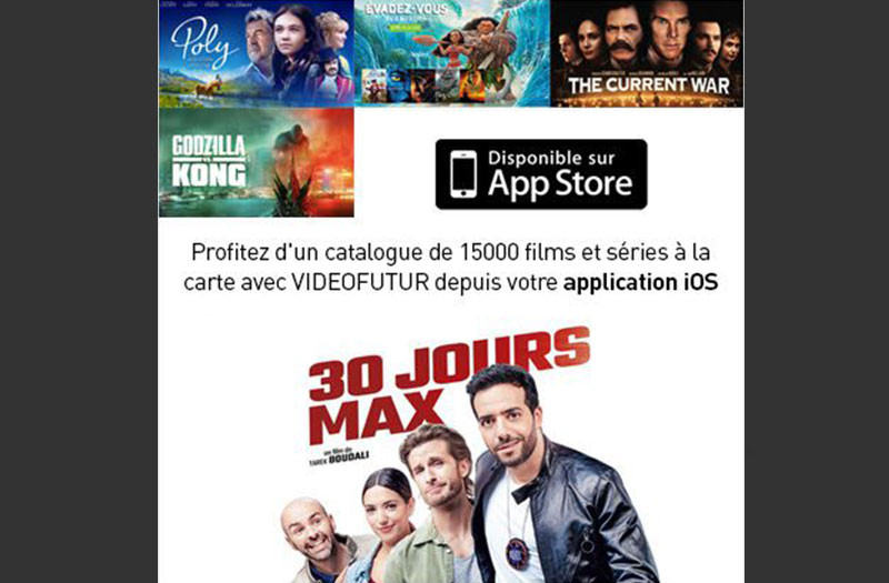 Le catalogue VOD VIDEOFUTUR disponible sur l'application iOs myVIDEOFUTUR